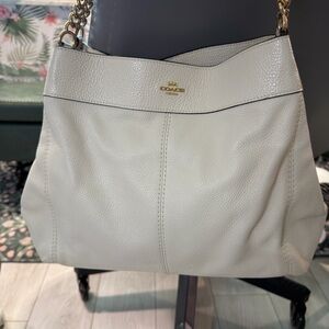 Cream Smooth Leather Coach Bag